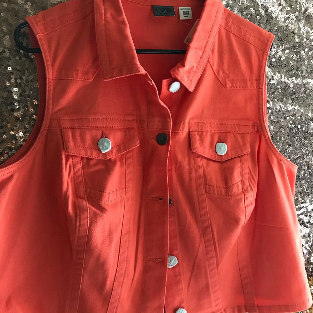 Coral denim vest